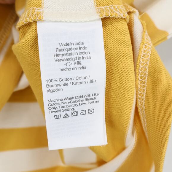 NWT J.Crew Factory Striped Button-Shoulder Boatneck Tee Yellow Ivory Size Large - Picture 11 of 11